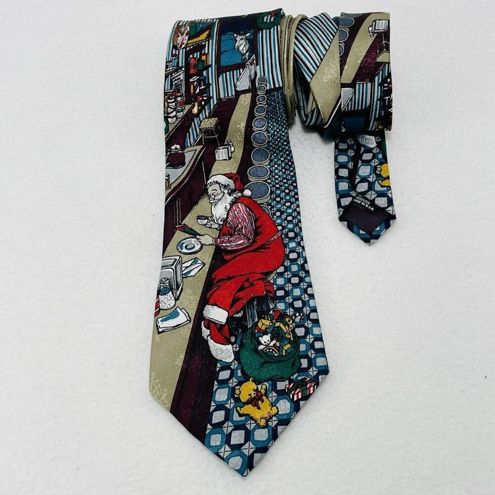 Agc Christmas Tie Necktie Santa Thinking Of You Restaurant Usa Holiday Costume